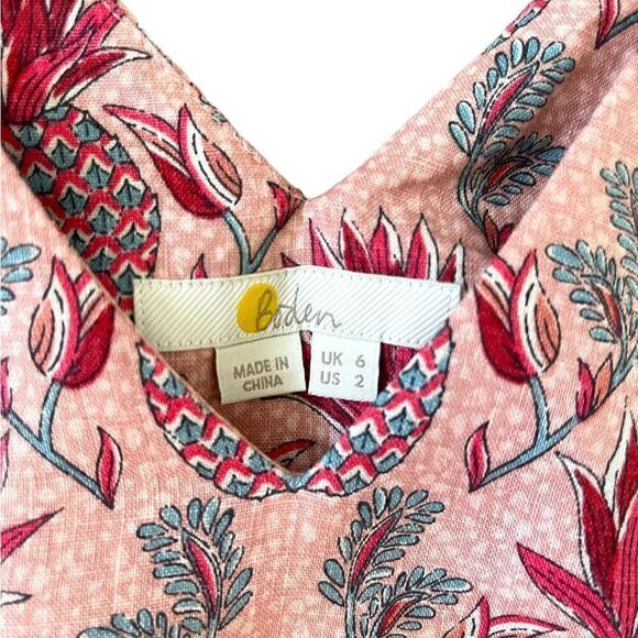 Boden Alexandra Ivory Palm Stamp Linen Top in Pink & Magenta - Picture 13 of 15